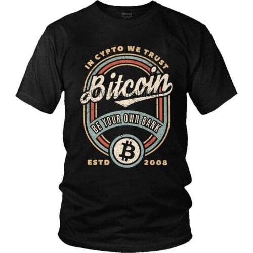 Vintage Bitcoin In Crypto We Trust T-shirt Men Fashion T Shirt Short Sleeve Blockchain BTC Fan Tshirt 100% Cotton Tee Top Clothe