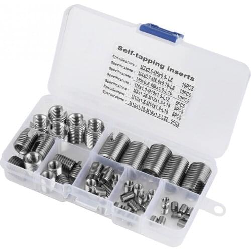 50Pcs/Set Stainless Steel Thread Insert Set Inner Thread Self Tapping Thread Inserts Reinforce thread repair tool ferreteria