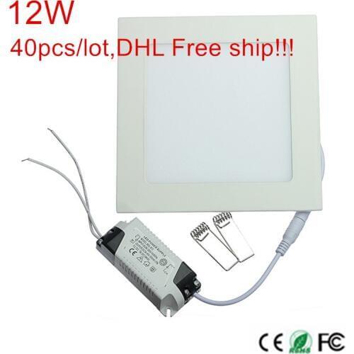 12W Recessed LED Ceiling Light Square LED Panel Light Down Light AC85-265V Warm White/Natural White/Cold White 40pcs DHL Free