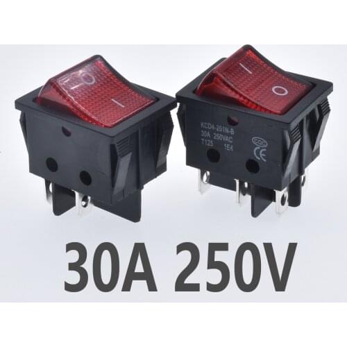 Special for Eelding Machine 30A 250V ON-OFF High Current KCD4 22*29 Red Copper Rocker Power Switch 4Pin Button Electrical Access
