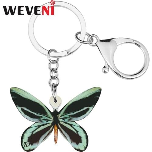 WEVENI Acrylic Queen Alexandras Birdwing Butterfly Keychains Cute Animal Keyring Jewelry For Women Girl Girlfriends Gift Charms