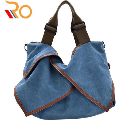 Women Canvas Fashion Splicing Shoulder Messenger Handbag