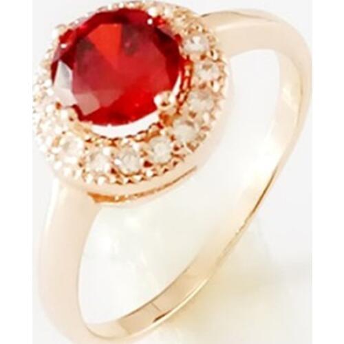 Red Stone Women Wedding Rings Luxury Jewelry Trendy Rose Gold Color Jewellery Round Shape Engagement Ring Designs for Women