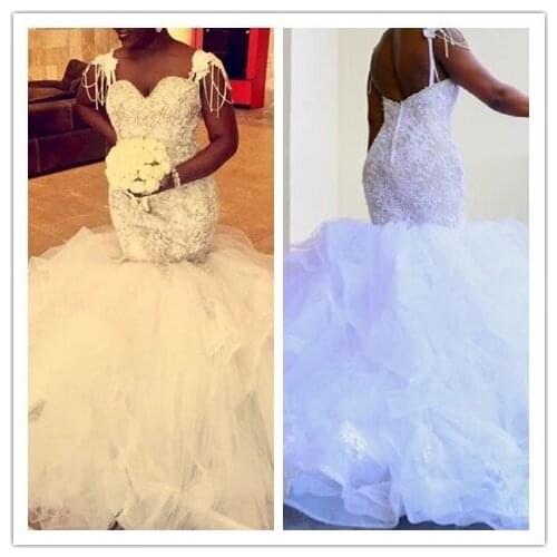 Luxury Mermaid Wedding Dress Court Train South Africa Lace Vintage Vestido De Novia beaded Sleeve Bridal Dress 2023 wedding gown