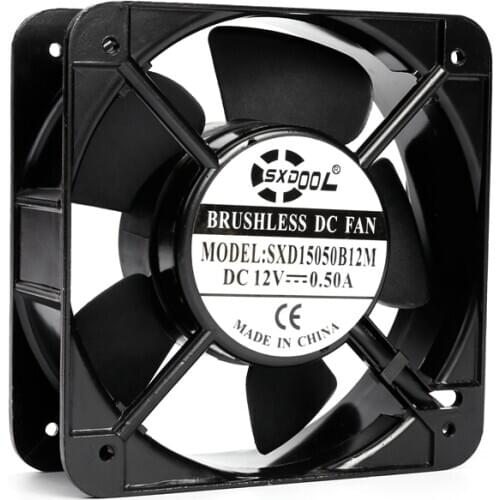 1pcs 150mm DC12V Cooling fan 15cm Dual Ball 150X150X50 mm metal frame cooling fan cabinet cabinets chassis axial cooling fan