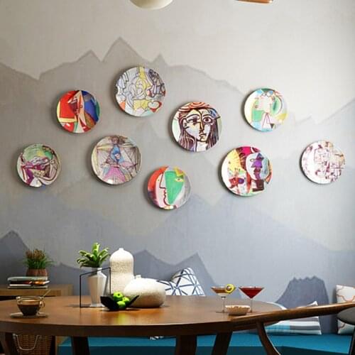 10 inch Spanish Picasso Painting Plates for Home Wall Decor Painting Plates Display Ceramic Craft Round Colorful Plate