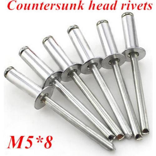 100pcs/lot M5*8 Aluminum Countersunk POP Head Rivet Core Pulling Decoration Rivets