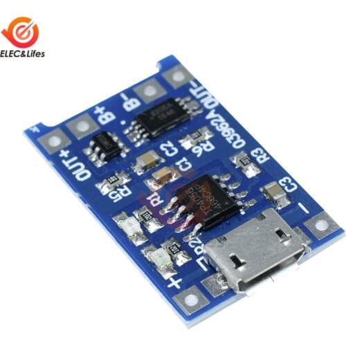 5Pcs Micro USB 5V 1A TC4056A 18650 Lithium Battery Charger Board Module With Protection Dual Functions LED Indicator 4.5~5.5V