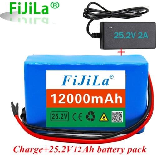 6s2p 24V 12.0Ah 18650 lithium-ion battery pack 25.2v 12000mAh electric bicycle moped lithium-ion battery pack with BMS + charger