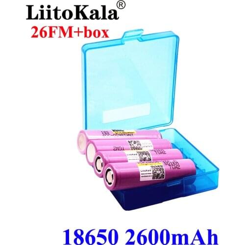 LiitoKala 26FM 3.7V 18650 2600mAh batteries rechargeable Battery ICR18650-26FM safe batteries Industrial use + 18650 box