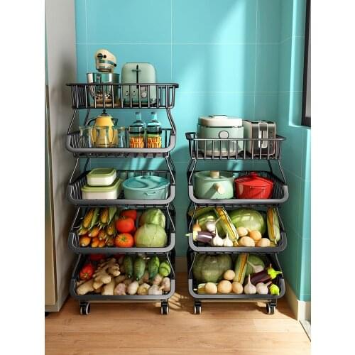 Household kitchen basket shelf floor type multi-layer storage shelf multi-functional fruit and vegetable storage basket