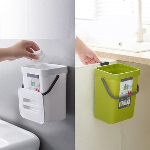Household Wall-mounted Trash Can Kitchen Bedroom Bathroom Plastic Trash Can With Lid Poubelle De Cuisine Poubelle Cubo De Basura