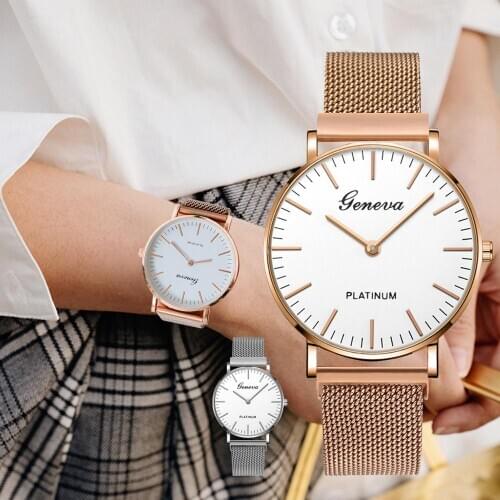 New Geneva Classic Luxury Magnet Alloy Mesh Women Watches Fashion Ladies Mens Couple Clocks Gift Reloj Mujer Relogio Feminino
