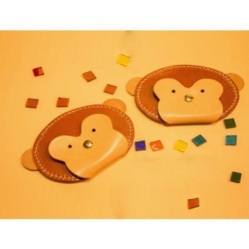 Monkey design animal design pvc leather craft card holder template sewing cut pattern