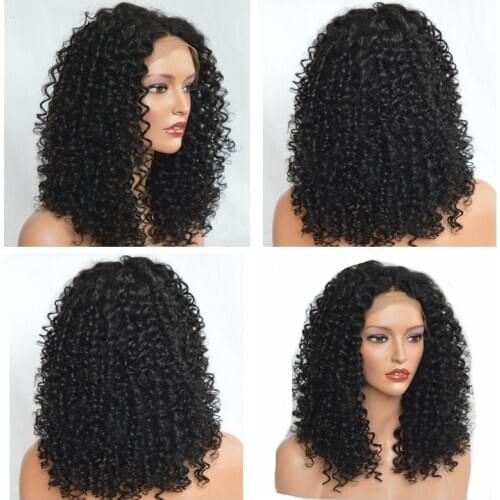DLME 150%Density Synthetic Lace Frontal Wigs Afro Kinky Curly Wig with Baby Hair Long Natural Black for Women Cosplay Daily Use
