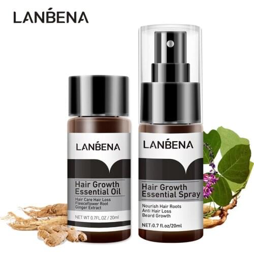 LANBENA Hair Growth Essence+Anti Hair Loss Spray Set Preventing Nourish Roots Ginger Extract Repair Hurt Hair Care For Man Women