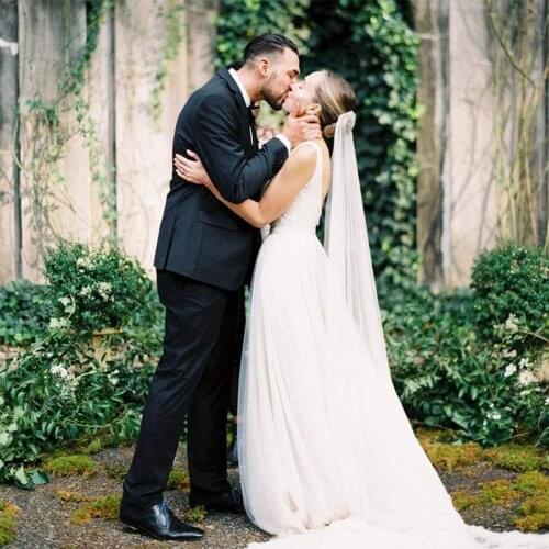 Bride Wedding Veil 1 Tier Long Cathedral Length Bridal Tulle Hair Accessories Cute Edge Wedding Veil Comb