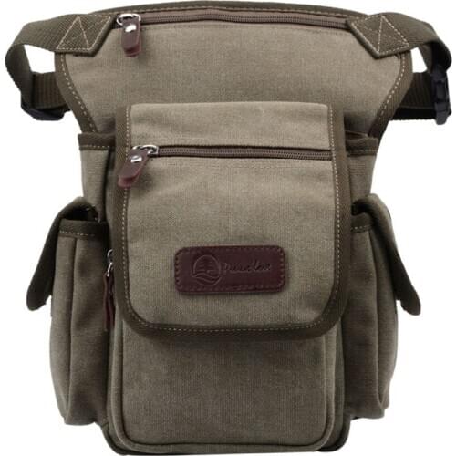 Men Canvas Fashion Waist Drop Leg Bag Cross Body Messenger Shoulder Pouch Fanny Pack Motorcycle Riding Outdoor Running Sports