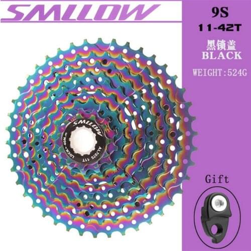 SMLLOW MTB Cassette Freewheel Bicycle Chain 9 Speed 11T-42T Rainbow Colorful Sprocket Mountain Bike Parts Flywheel