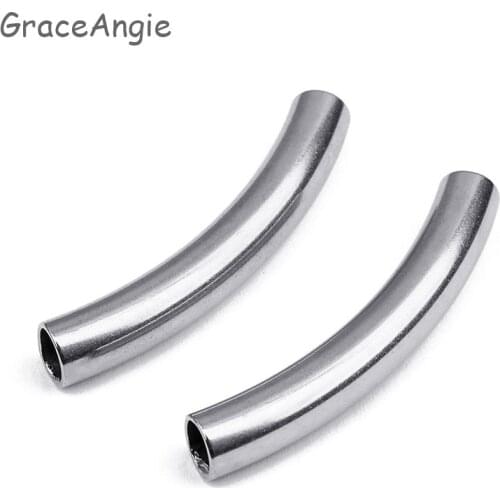 5Pcs stainless steel elbow diy handmade jewelry Connector material Smooth straight bend Bracelet accessories 40*6MM Inner 5mm