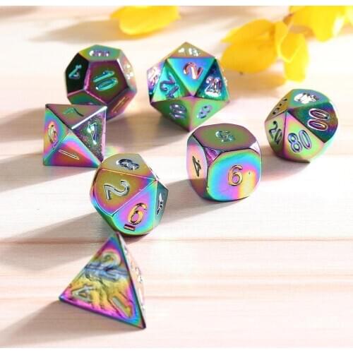 Multi-sided Metal Dice Toy Plating Seven Color Acrylic Dice Game Dice Electroplating Board Seven Plastic Dice