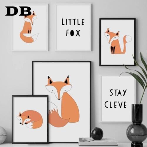 Cartoon Animal Fox Quotes Nordic Posters And Prints Wall Art Canvas Painting Nursery Wall Pictures Baby Girl Boy Room Home Decor
