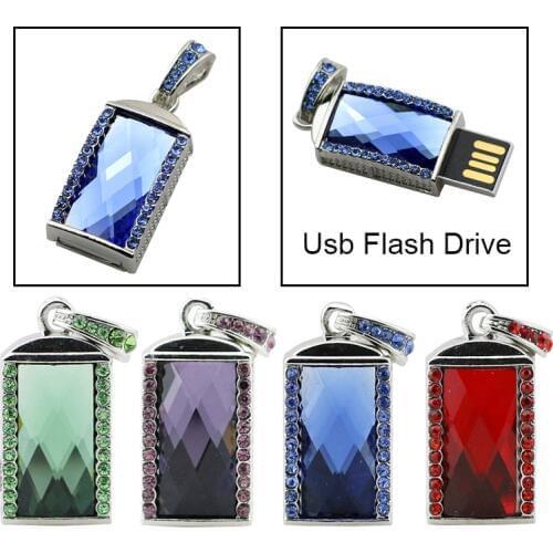 Newest PenDrive USB Flash Drive U Disk Pen Drive 32GB 16GB 8GB 4GB Diamond Crystal Necklace Memory Stick Flash Card Girl Gift