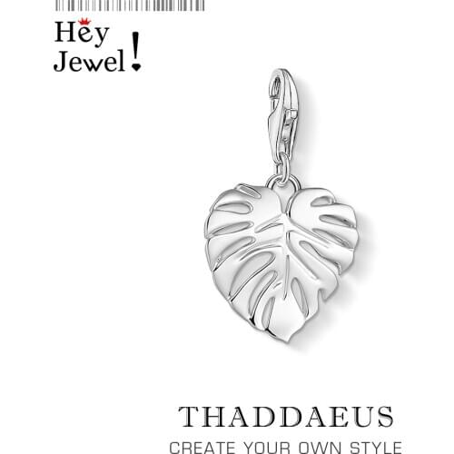 Charm Pendant Heart-shaped Monstera Leaf 925 Sterling Silver Pendants Fine Jewelry Gift For Europe Jewelry Women & Men