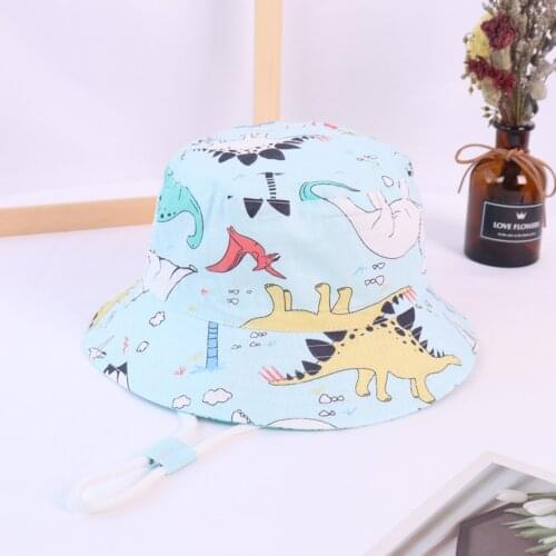 Unisex Cartoon Dinosaur Cute Baby Summer Sun Protection Bucket Hats Wear Fishing Hat Fisherman Cap For Boys/girls Femme Y