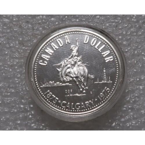Real Rare Silver Original Coin Canadian 1 Dollar Silver Coin 1975 Calgary City Stampede 100th Anniversary Silver Coin