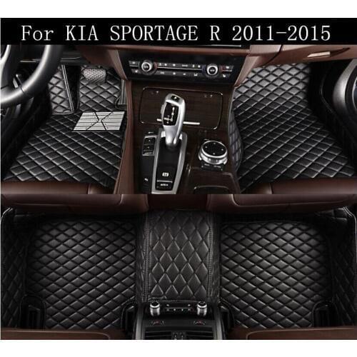 Car 3D Luxury Leather Car Floor Mats Fits For KIA SPORTAGE R 2011 2012 2013 2014 2015 EMS Free shipping