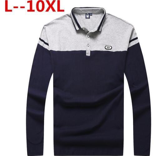 Casual cotton Men Polo Shirt Thicker Mens Long Sleeve Solid Polo Shirts Camisa Polos Tops Tees Plus size 7XL 8XL 9XL 10XL