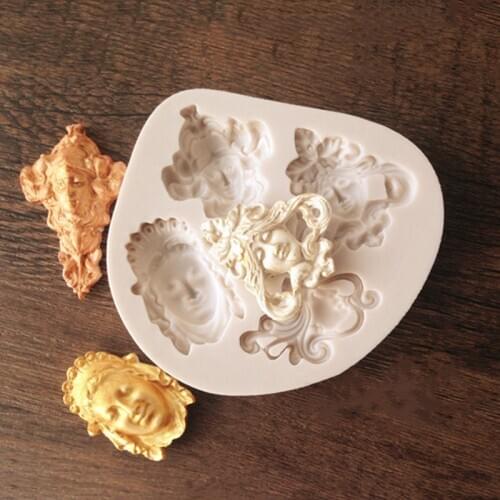 Human head Retro Fondant Cake Silicone Mold Chocolate Biscuits Candy Molds Cookies Pastry Mould DIY Baking Cake Decoration Tools