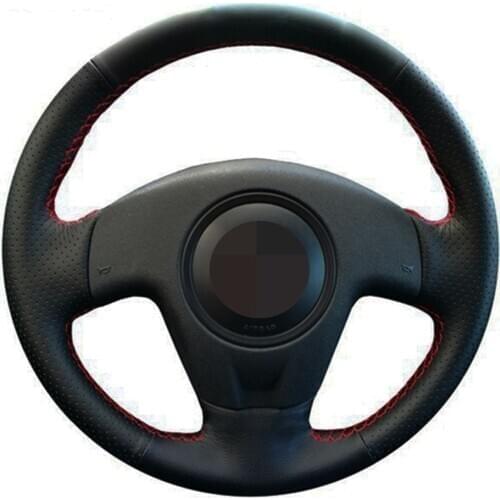 Car Steering Wheel Cover DIY Hand-Stitched Black Genuine Leather For Seat Ibiza 2004 2006