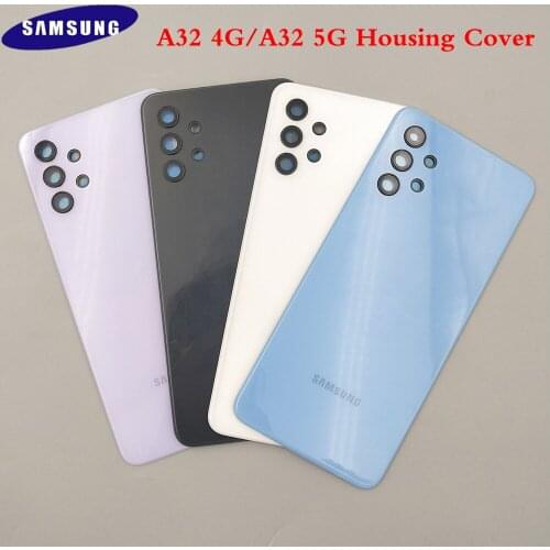 SAMSUNG Galaxy A32 5G 4G A325 A326 Glass Battery Back Cover Rear Door Housing Replacement Repair Parts + Camera Glass Lens +Logo