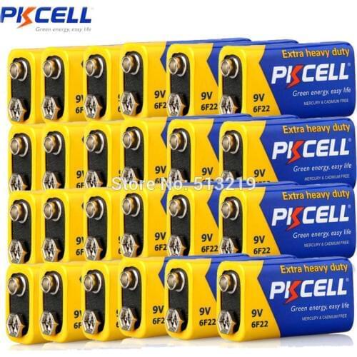 24 x Heavy Duty Carbon Zinc 9V 6F22 Electronic thermometer Battery Super to Alkaline Battery 6LR61 Duration 240MIN