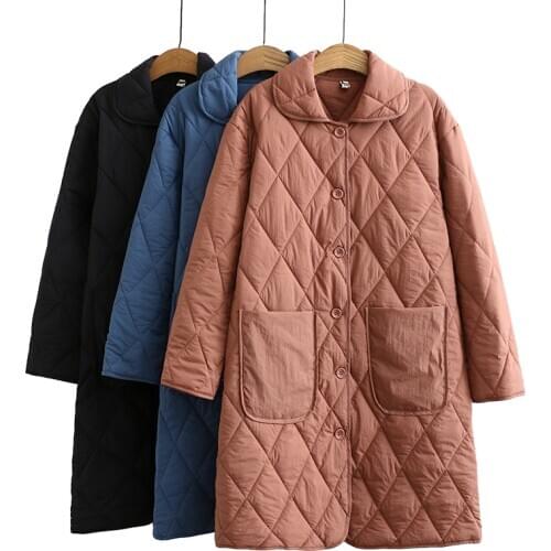 Thick Cotton Coat Winter Plus Size Womens Korean Casual Long Thin Loose Parka Hooded Jacket Shirt Big Pocket Outerwear Female