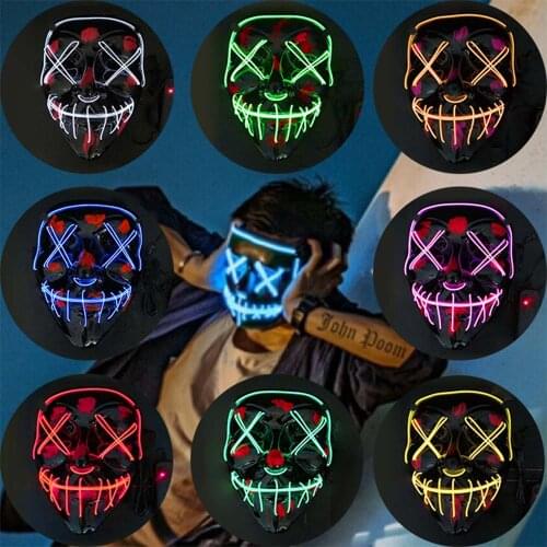 WAYLIKE Halloween Led Mask Mixed Color Party Masque Masquerade Masks Neon Maske Light Glow In The Dark Horror Mask Glowing Mask