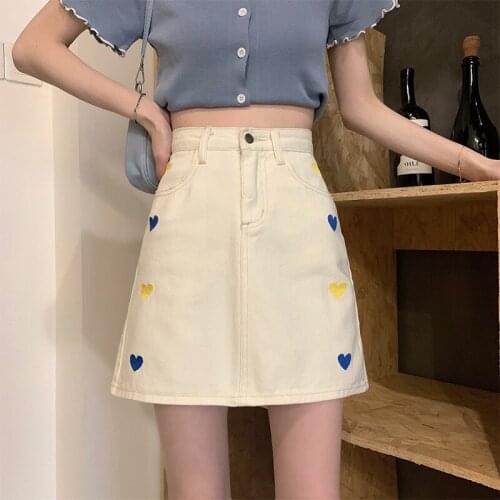 High-Waisted Skirt Ladies Patchwork Cartoon Mini Skirts Female Casual Pockets Button Summer Womens Clothing Korean Fashion