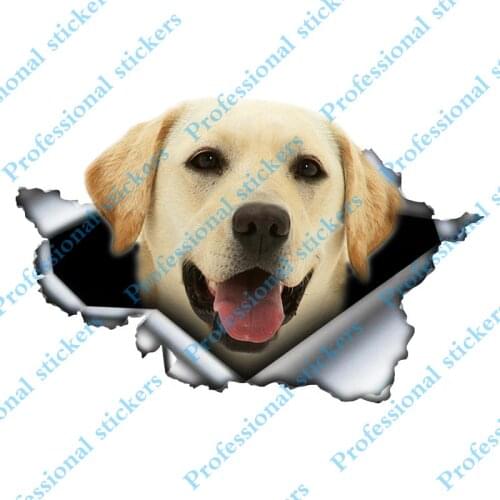 Funny 13cm x 8.5cm Pet Dog Labrador Retriever 3D Torn Car Sticker Original Design Vinyl Car Trunk Bumper Decor Custom Decal