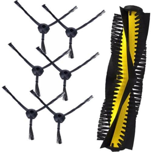 Higt Quality Vacuum robot cleaner parts 6Pcs side brush+1pcs main brush for Chuwi ILIFE V7 V7S v7s pro kitfort KT520 Robot