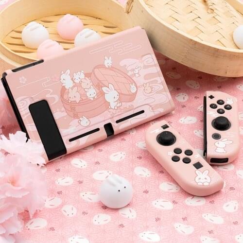 For Nintendo Switch Case Cute Rabbit Pink Fairy League TPU Soft Cover Back Girp Protective Shell for Nintendo Switch Accessories