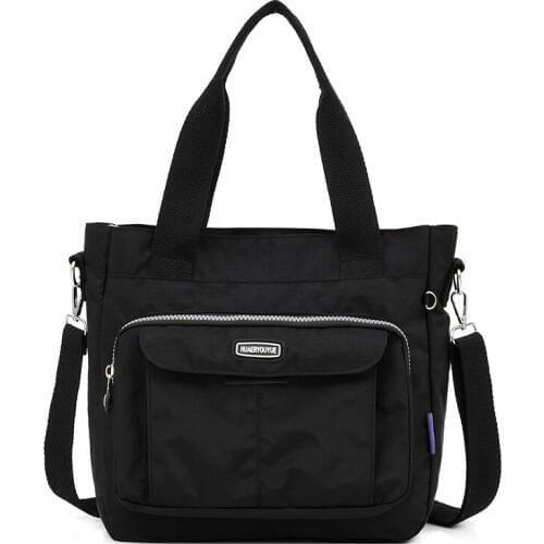 Women Nylon Messenger Bags Top-handle Handbag Women Casual Tote Zipper Female Shoulder Bag Solid Summer Beach Crossbody Bag