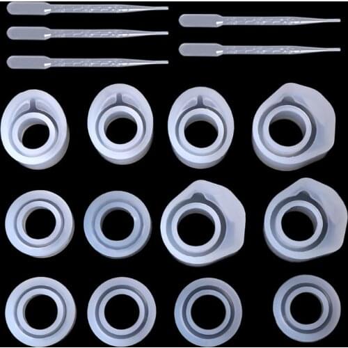1 Set Epoxy Resin Kit Silicone Mold Ring Molds 3 Sizes Dropper DIY Jewelry Rings 16/16.6/17mm Handmade Gifts Accessories