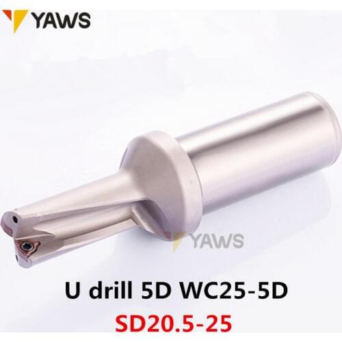 1PCS U-drills 5D WC-C25-5D SD20.5-25 drilling20.5MM-25MM insert indexable dril use insert WCMT03/WCMT04/WCMT05