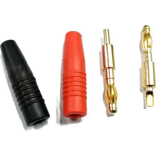 20pcs Red and Black Wire Soldered Type Gold-Plated Brass Male Banana Plug Connector 4MM For Audio Speaker Accessories