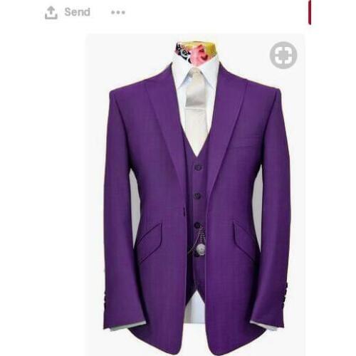 2018 Tailored Purple Suit Men Slim Fit Groom Tuxedo 3 Piece Custom Prom Wedding Suits Blazer Terno Masuclino Jacket+Pant+Vest 07