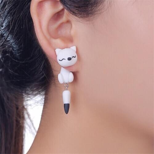 2020 Korean Fashion Cute Animal Fox Earrings Three-dimensional Animal Piercing Earrings Female Jewelry Accessories Wholesale