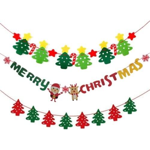 3M Christmas Banners Paper Hanging Flags Santa Deer Xmas Tree Bunting Garland Navidad Christmas Decor Happy New Year 2021