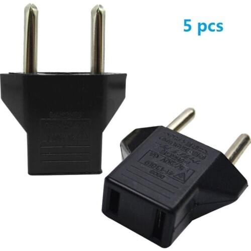 5pcs/lot Universal US To EU Plug USA To Europe Travel Wall AC Power Charger Outlet Adapter Converter 2 Round Socket Input Pin